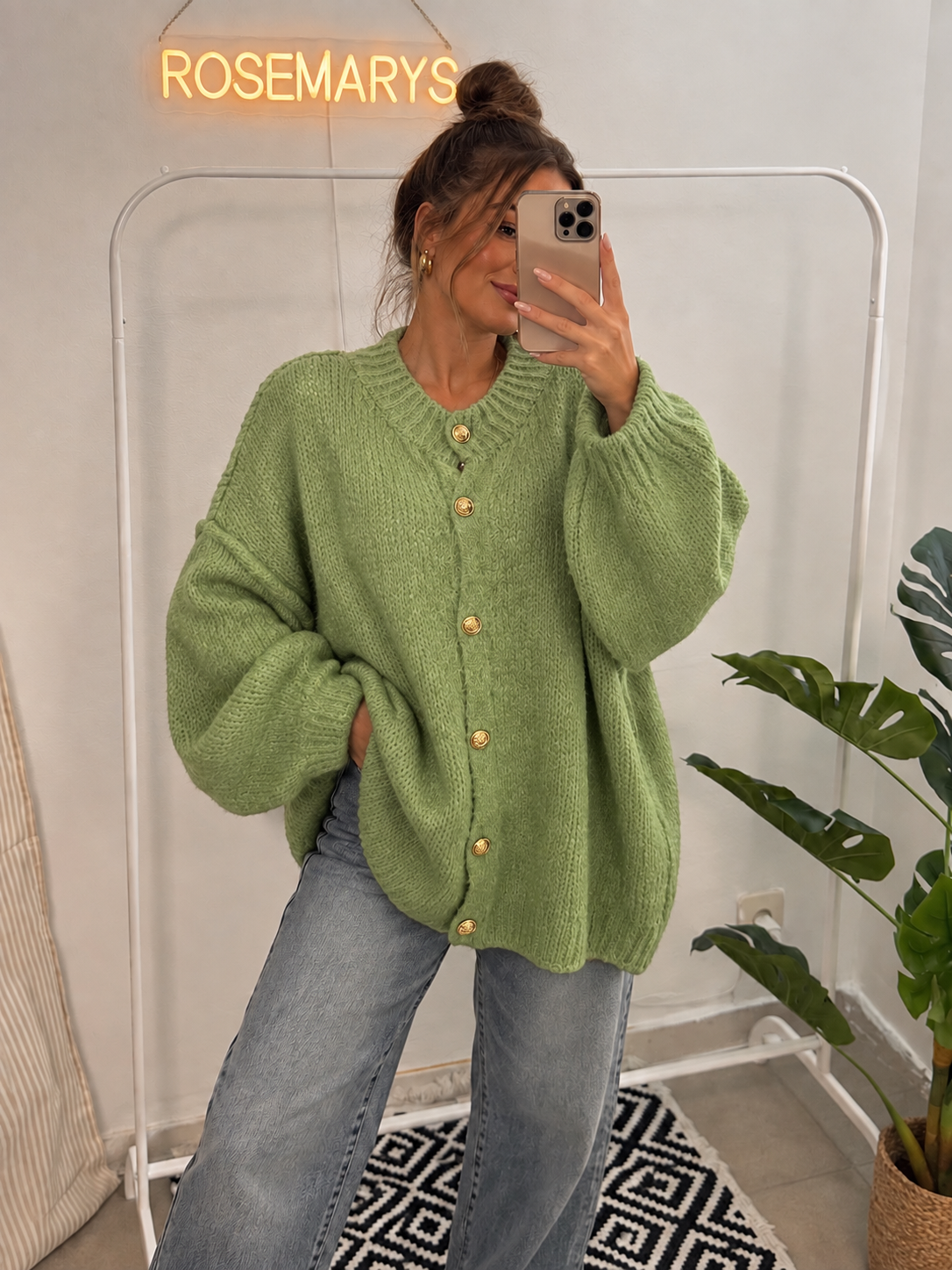 Ultra Oversize Strickcardigan mit Knopfleiste