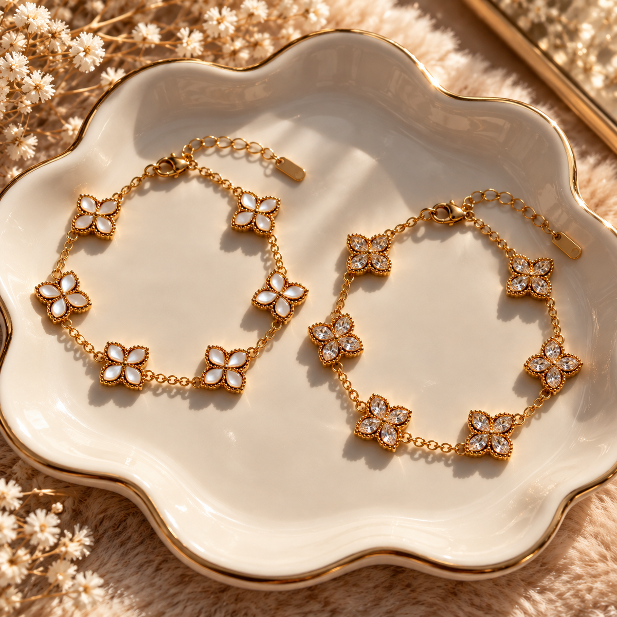 ✨ LUMI CLOVER Armband - Edelstahl + 18K Vergoldung - zwei Ausführungen