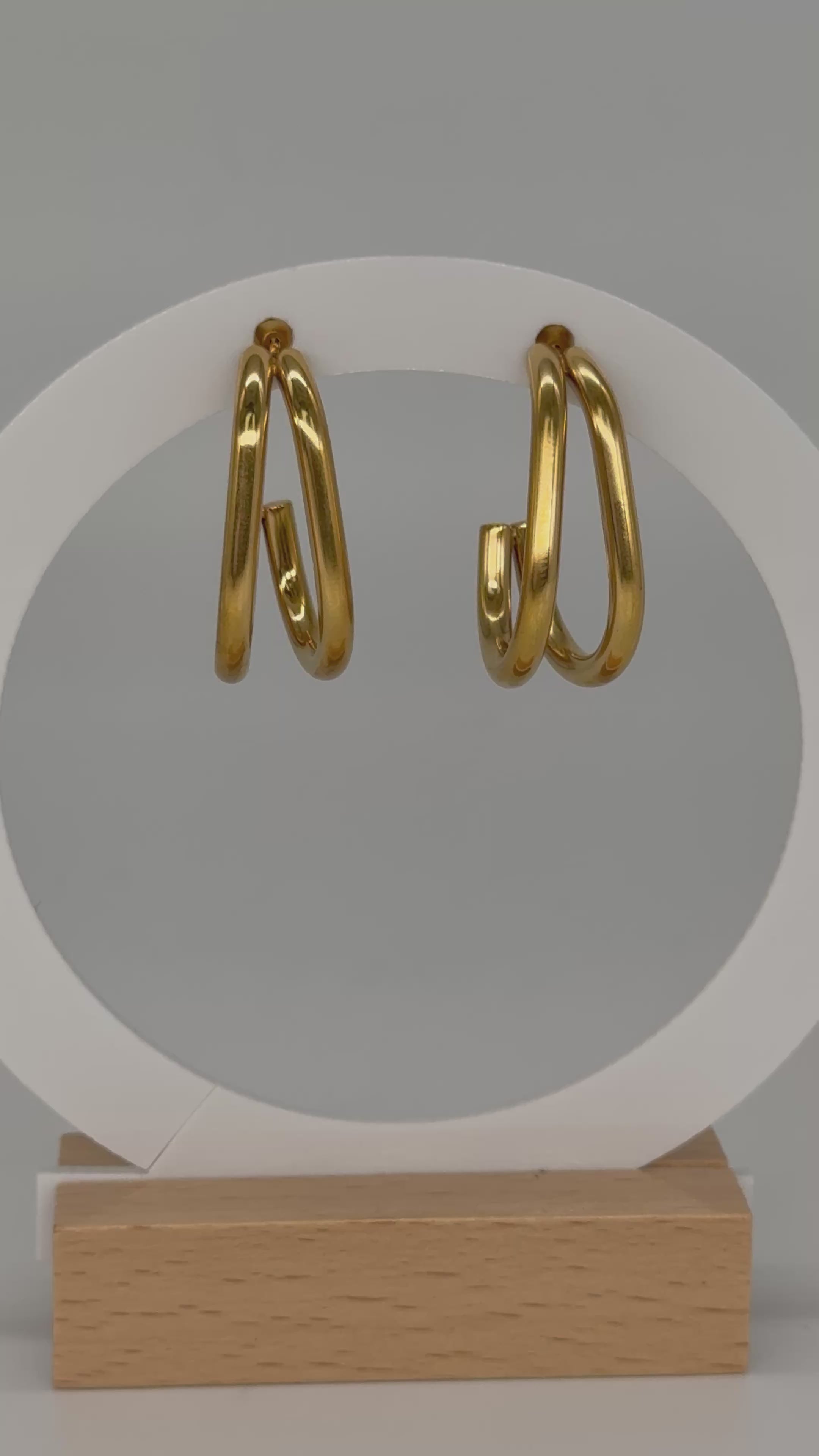 Creolen Ohrringe DUO - Edelstahl + 18K vergoldet